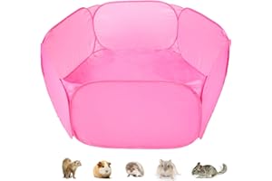 Suplklz Portable Small Animal Playpen, Pink, Rectangular, 47 x 47 x 15 inches, Polyester, Portable Pet Playpen for Hamsters, 