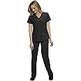 STAT MEDICAL WEAR Women Scrub Top with Mock Wrap Neck Line and 5 Pocket Drawstring Scrub Pant - 110200
