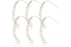 KUNJOCY Glitter Christmas Picks Sprays Set of 6 Artificial Glitter Berry Stems Decorative Twigs Glittered Berry Picks for Xmas Tree Filler Branches Wreaths Garlands Craft Supplies Home Decor (6, Champagne)