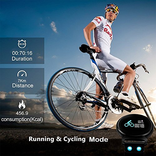Fitness Tracker, Pard Swimming / Cycling Smart Watch, OLED HD Color Screen Heart Rate / Blood Pressure / Sleep Monitor, Sports Smart Bracelet for Android and iOS, Red - Thumbnail 2