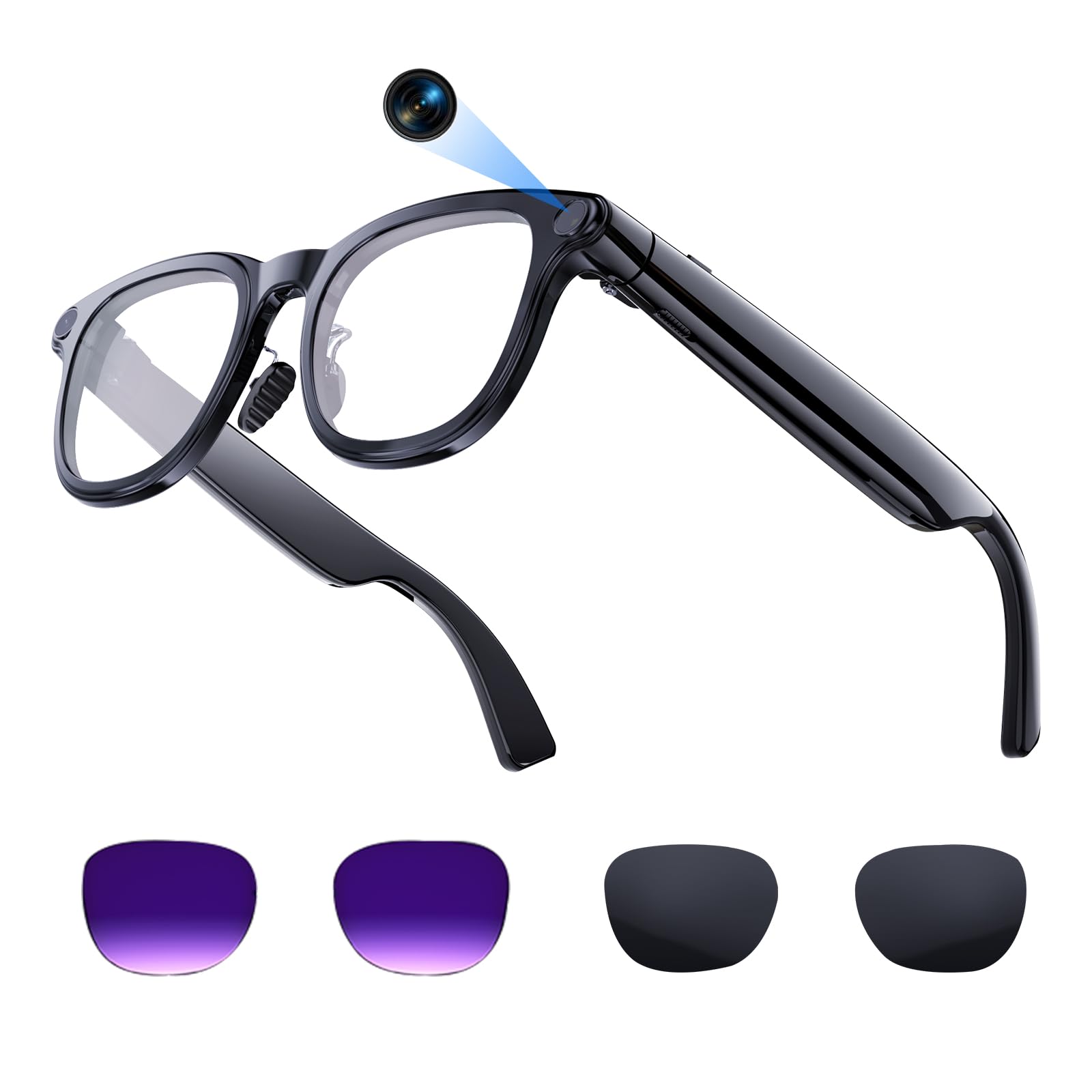 Photo 1 of Aichiken AI Smart Glasses with 4K Camera, 8MPW Anti-Shake Bluetooth Glasses, 1080P Video Recording Dual Mic Noise Reduction, Real Time Translation&Simultaneous Interpretation (AI Glasses with Camera)