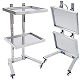 2 Tier Metal Rolling Cart, Stainless Steel Salon