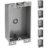 6 Pack Shallow Outlet Box 8 Cubic Single Gang Old Work Junction Box – Grey Plastic Electrical Remodel Box for Tight Spaces, Fire Rated 1-Gang Wall Box for Switches or Receptacles