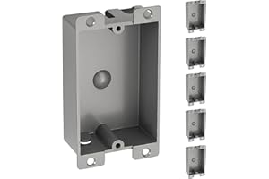 6 Pack Shallow Outlet Box 8 Cubic Single Gang Old Work Junction Box – Grey Plastic Electrical Remodel Box for Tight Spaces, F