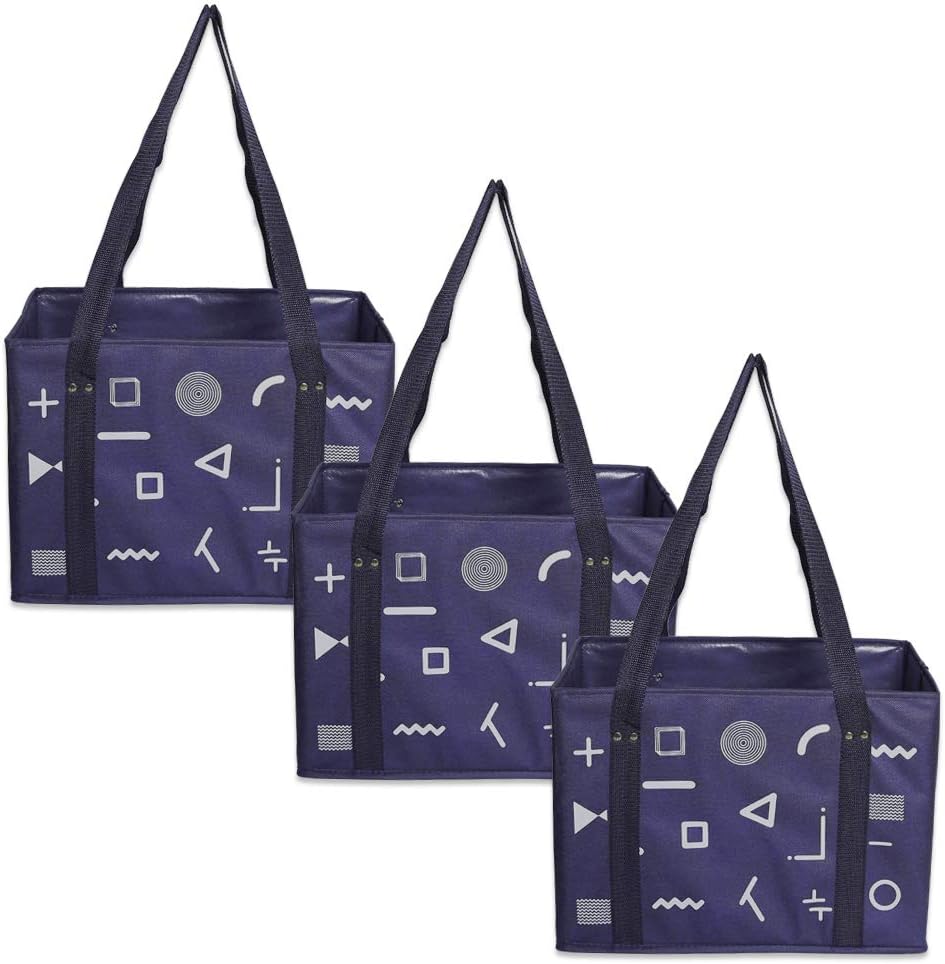 ATBAY Reusable Grocery Bags Heavy Duty Shopping Box Collapsible Extra Large For Gift Basket Bags，Blue(3 Packs)
