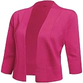 Women's 3/4 Sleeve Cropped Cardigan Sweater jacket Short Shrugs for dresses | Open front Short sleeve shrugs Lightweight cardigans Knit Sweater (S-3XL)