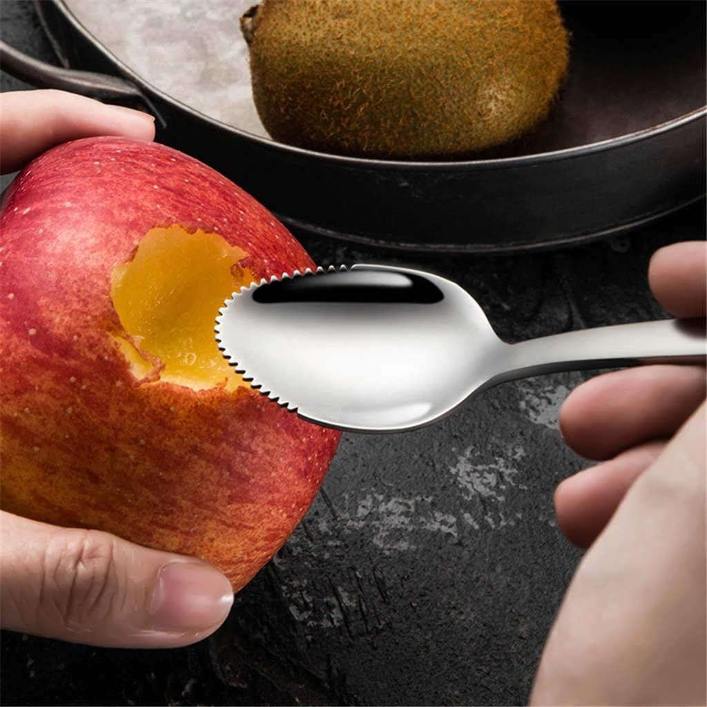 TAVARESZ - 1Pc Stainless Steel Grapefruit for Apple Scraper Spoon Serrated Sawtooth Edge Long Handle Multi-functional Baby Food Prepare#P7