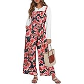 CARCOS Plus Size Jumpsuit for Curvy Women Summer Rompers Vacation Outfits Adjustable Sleeveless Wide Leg Overalls XL-5XL