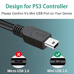 SCOVEE PS3 Controller Cord, 【2 Pack 10ft】 PS3