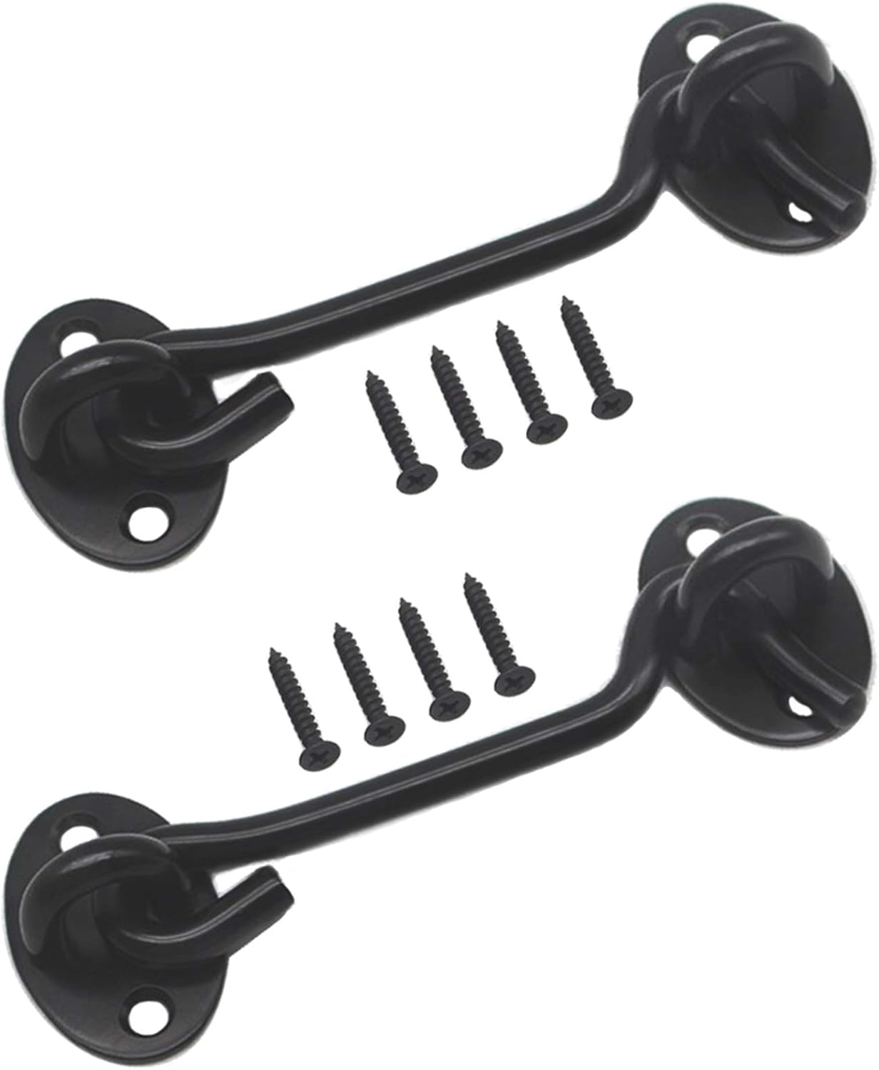 2 Pack Barn Door Latch Cabin Hook and Eye Black, Solid Thicken