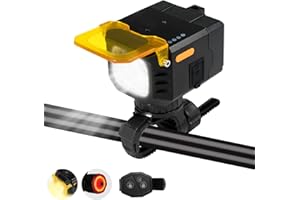 Neoglint 3200LM Bike Light Set with Remote, Heavy-Duty Aluminum Headlight & Smart Brake Tail Light, 7 Front+6 Rear Modes, USB