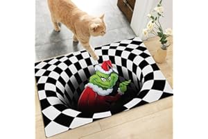 HEFNOYA 3D Illusion Door Mat, Funny Entryway Rug - Christmas Decoration Indoor Outdoor Xmas Halloween Welcome Bathroom Kitchen Floor mat Door Decor Home Decorative (Black 20" × 32")