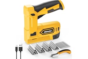 Bielmeier Yellow 4V Cordless 2-in-1 Stapler/Nailer, Lightweight Design, with Led Light, 1600 Nails and Staples, for Carpentry