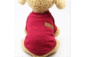 Idepet Pet Dog Classic Knitwear Sweater, Fleece Coat for Small,Medium Dog,Warm Pet Dog Cat ClothesPuppy Customes (XS, WineRed)