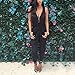Weixinbuy Women's V Neck Clubwear Casual Romper Jumpsuit Pants Party Dress XL Black