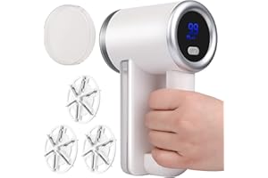 iRUNTEK Rechargeable Fabric Shaver, Electric Commercial Lint Remover with LED Display & Big Trash Box, 3-Speeds for Removing Fuzz and Pill from Clothes, Furniture, Sweater, Couch and Blanket, Silver