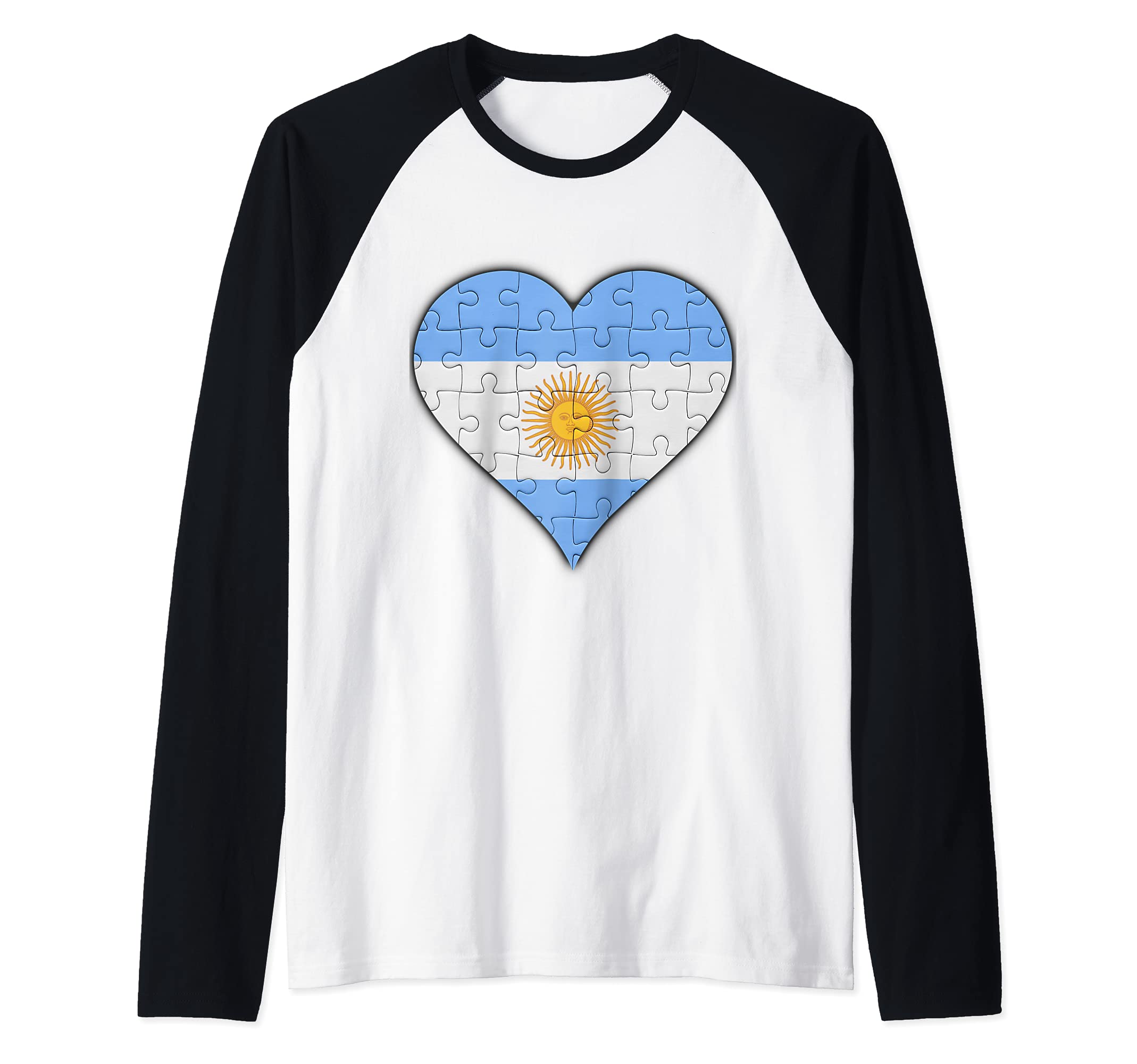 Argentina Argentinian Flag Heart Raglan Baseball Tee