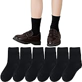 Mini Angel Boys Girls Crew Socks - Seamless Cotton Kids School and Dress Socks - 6 Pairs