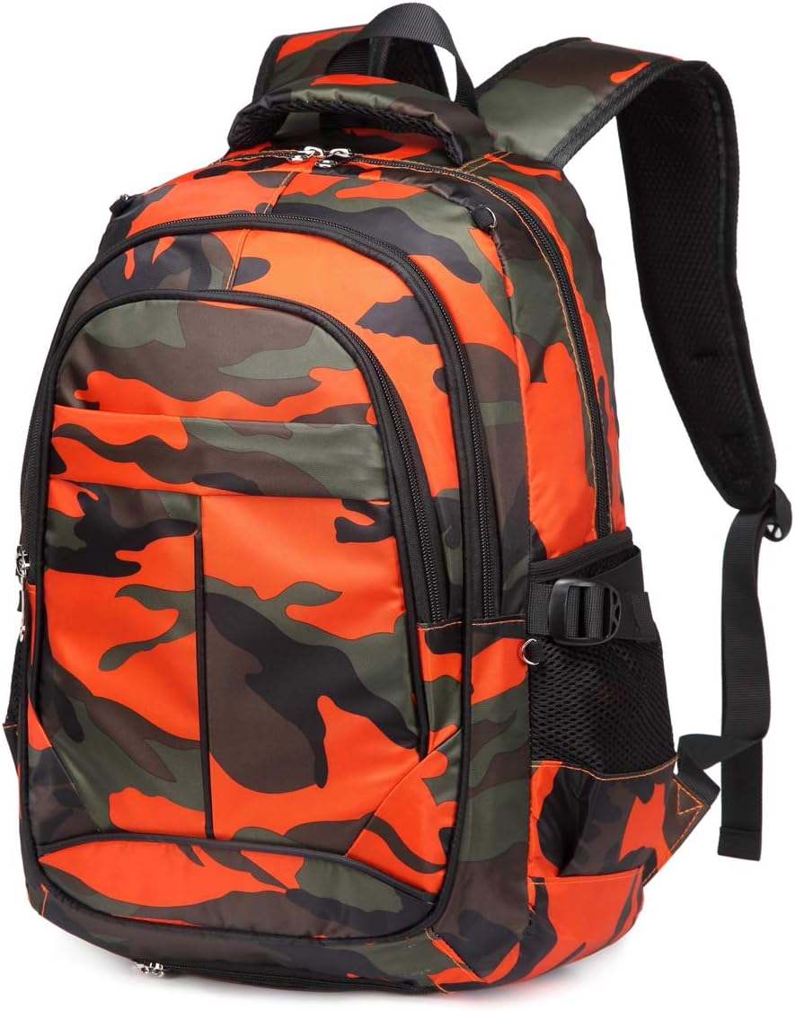 Kids Backpacks for Girls Boys Elementary School Bags Kindergarten Bookbags (CAMO-ORANGE)