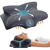 FAIORD Cervical Pillow for Neck and Shoulder, Ergonomic Contour Memory Foam Pillows for Sleeping, Cooling Neck Support Pillow for Back Stomach Side Sleeper Dark Grey