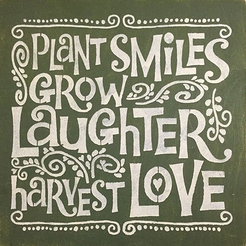 Sara’s Signs 12″ x 12″ ‘Plant Smiles, Grow Laughter, Harvest Love’ Wall Sign