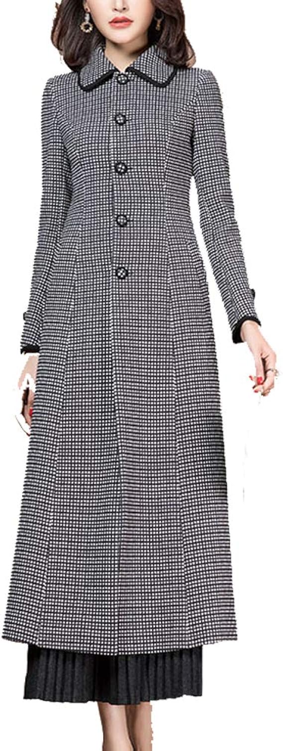 Amazon Kayaa レディース チェック コート ロング丈 チェスターコート チェック柄 アウター 秋冬 トレンチコート カジュアル 通勤 通学 デート お出かけ コーディネート おしゃれ 優雅 無地 防寒 コート 上着 M 2xl コート ジャケット 通販