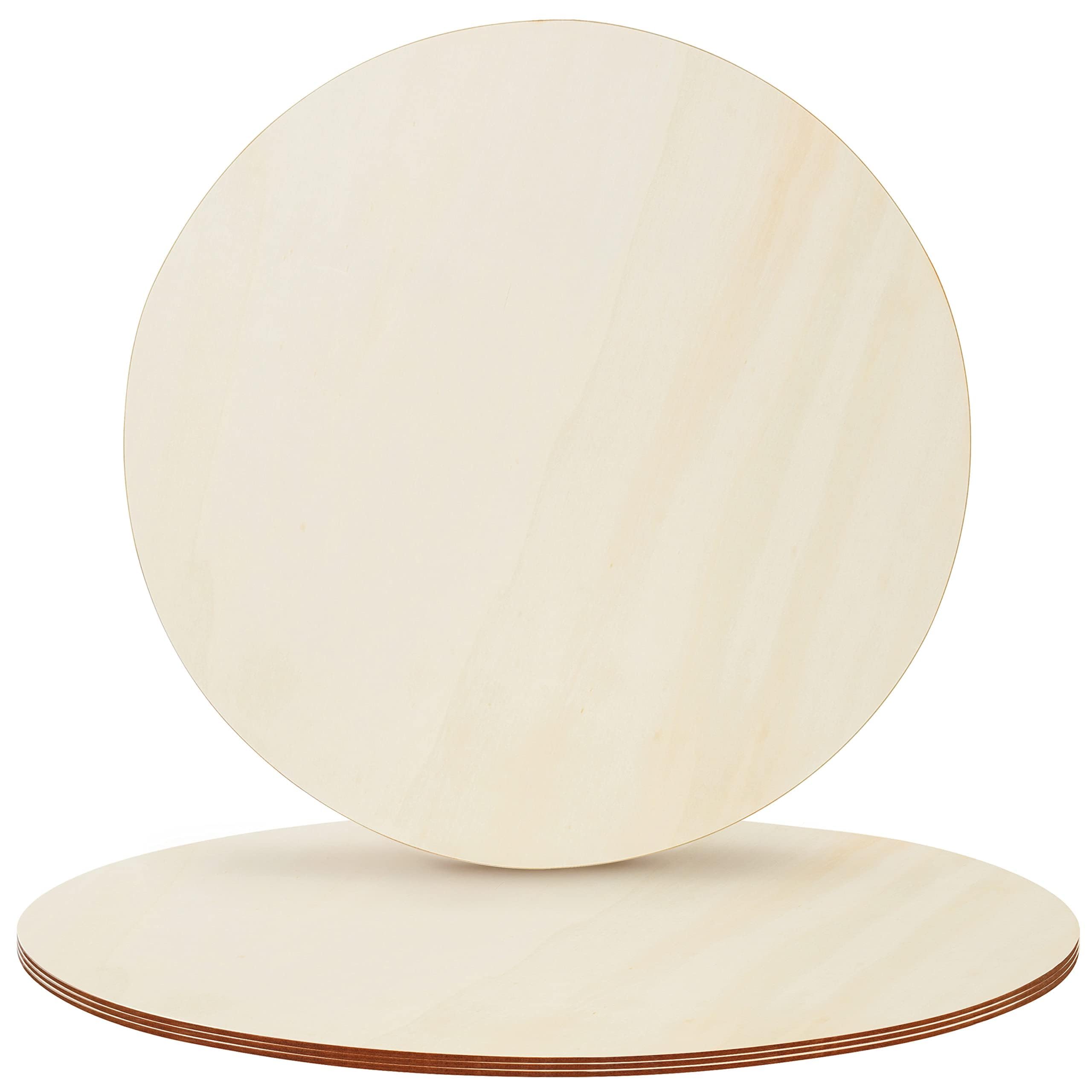 Belle Vous 4 Pack Unfinished Wooden Circles - 45cm / 18 inches Wood Rounds Slices - Blank Discs/Cutouts for DIY Crafts, Painting, Pyrography, Door Hangers/Signs & Christmas/Holiday/Party Decorations