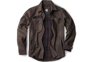 CQR Men's Flannel Shirt Jacket Long Sleeve, Winter Warm Outdoor Casual Plaid Jacket Coat with Pockets