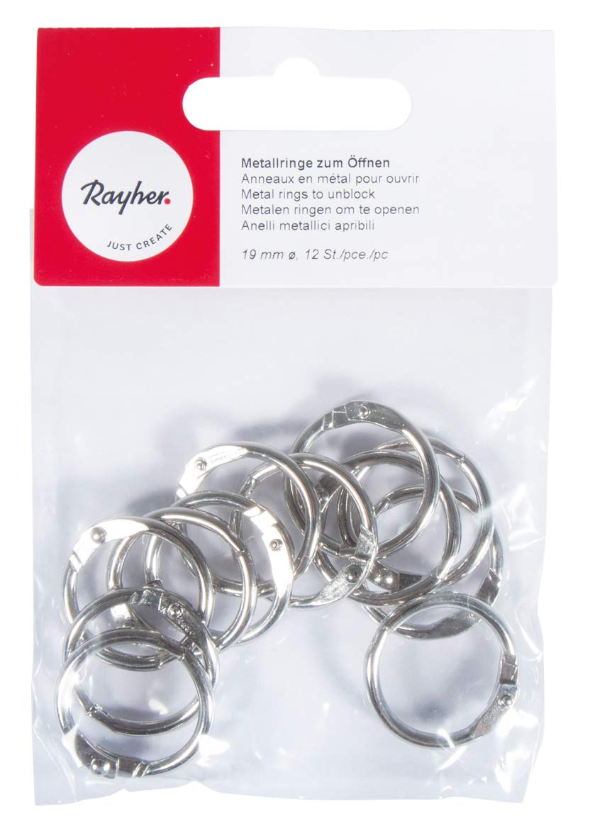 Rayher 2520200 Metal Rings for Opening, 19 mm Inner Diameter, Nickel-Free, Pack of 12