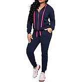 CLOCOR Track Suits for Women Set - Casual 2 Piece Outfits Sweatsuit Pocket Hoodies Long Sleeve with Patchwork Pants Set