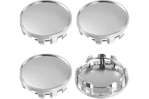 BESTMOY Car Wheel Center Caps, 54mm Outer Diameter, 50mm Inner Diameter, Snap-in Universal Plastic Hub Covers, Universal Rim Hub Caps Accessories (Silver)