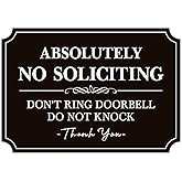 No Soliciting Sign for Front Door,Self-Adhesive Elegant Do Not Knock or Ring Doorbell No Soliciting Sticker for Home, No Solicitors Sign for Doorbell, House Door, Home, Office 5.6"x 3.9"