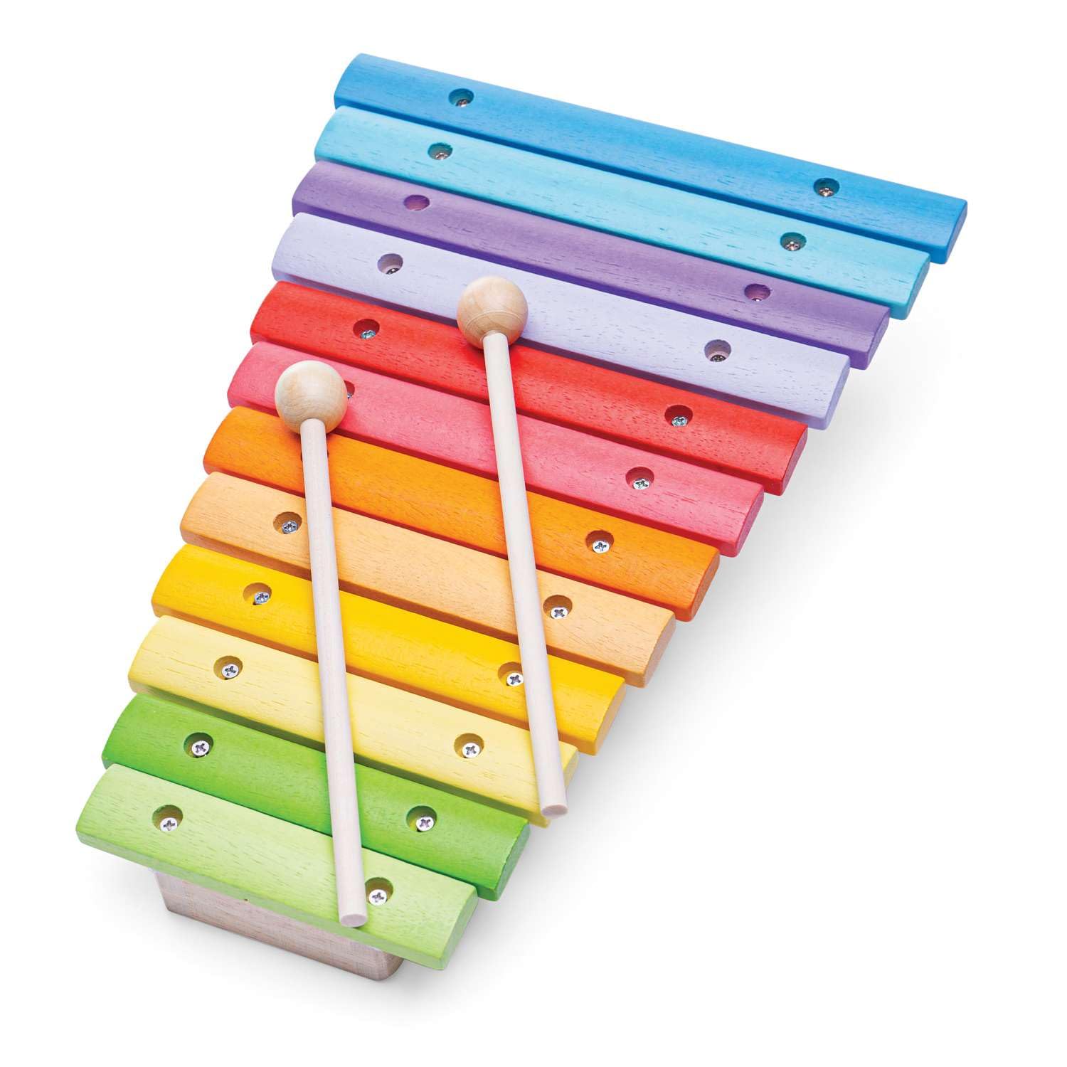 Bigjigs Toys Snazzy Wooden Xylophone - Rainbow Coloured Xylophone for Kids aged 18 months + with Easy Grip Wooden Mallets, Quality Musical Toys