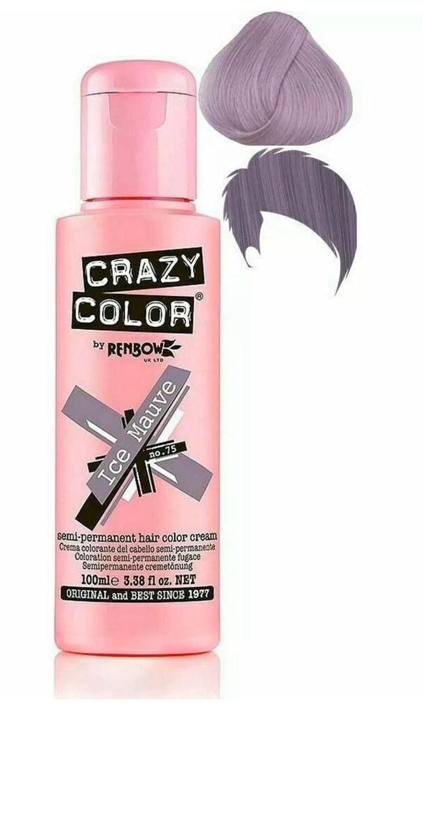 Crazy Color 4x Metallic Ice Mauve Semi-Permanent Hair Dye. Toning Silverising Purple Conditioning & Oil Nourishing Vegan Formula | No Bleach or Ammonia | 400ml