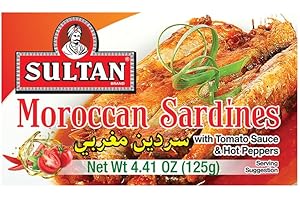 Sultan Moroccan Season Sardines in Tomato Sauce, 100% All-Natural, High Protein, No Additives, No Preservatives, Paleo, Carnivore, Keto Friendly, Zero Carb, Sealed Freshness, 4.37oz