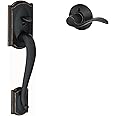 Schlage FE285 CAM 716 ACC LH Camelot Front Entry Handleset with Left-Handed Accent Lever, Lower Half Grip, Aged Bronze