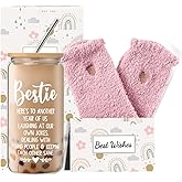 DHQH Friend Gifts for Women, Bestie 16 oz Glass Cup Mother's Day Gifts Baskets, Friendship Birthday Gifts for Women Friends Soul Sister