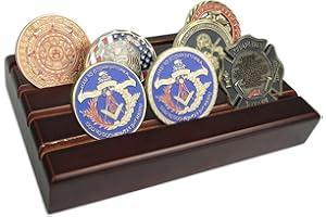 WOERDA 4 Row Challenge Coin Holder, Military Coin Display Holder Stand,Holds 12-16 Coins