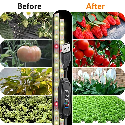 Grow Light Strip，Full Spectrum Grow Lights for Indoor Plants ，with Auto ON / Off Timer，with White Red 120 LEDs / 10 Dimmable Levels，Sunlike Grow Lamp for Hydroponics Succulent（6.56FT）