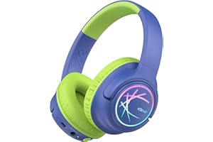 iClever Kids Bluetooth Headphones with LED Lights, BTH18 Safe Volume 74/85 dBA, 43H Playtime, Bluetooth5.3 Kids Headphones Wi