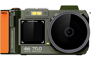 Tangxi 4K 70MP Digital DSLR Camera for Photography, F1.8 Autofocus & 50X Zoom Vlogging Camera with Double Screen, Time Lapse 