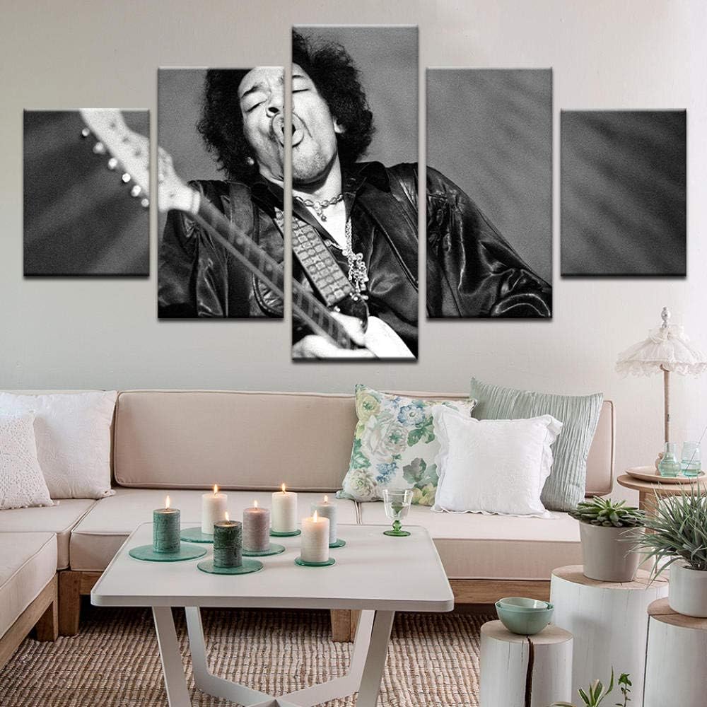Napravi Rs Fbhfbh Vintage Black White Poster Pourjimi Hendrix Toile Peinture Pour La Maison Decoration Murale Art 5 Pcs Chanteur Photo Encadree 16x24 32 40inch Without Frame Impressions Sur Toile Tableaux