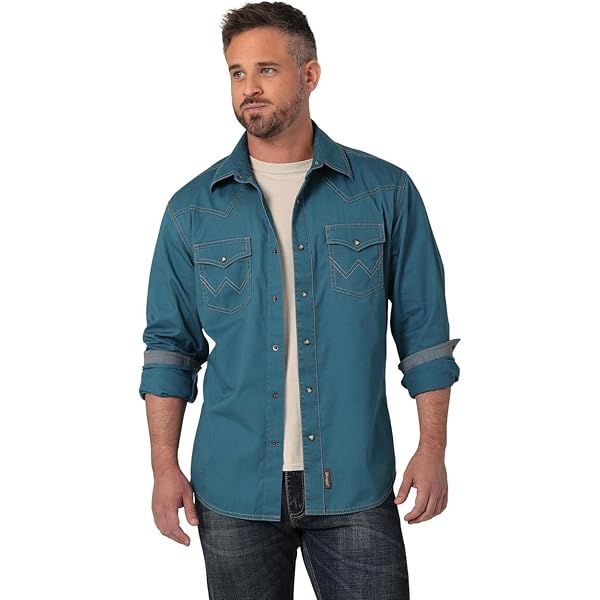 ビンテージ　激レア Sun Microsystems GH18PS Amazon.com: Wrangler Blue Solid Retro Snap - Mens Shirt : Clothing