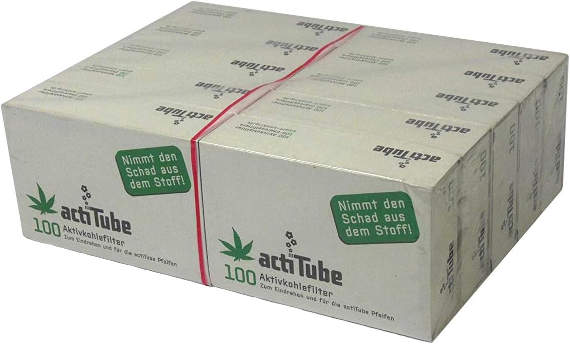 1000 actiTube Activated Carbon Filters, 10 x Boxes of 100 9 mm Roll-up, Pipe Filters with actiTube Tune Filter Tips, Activated charcoal