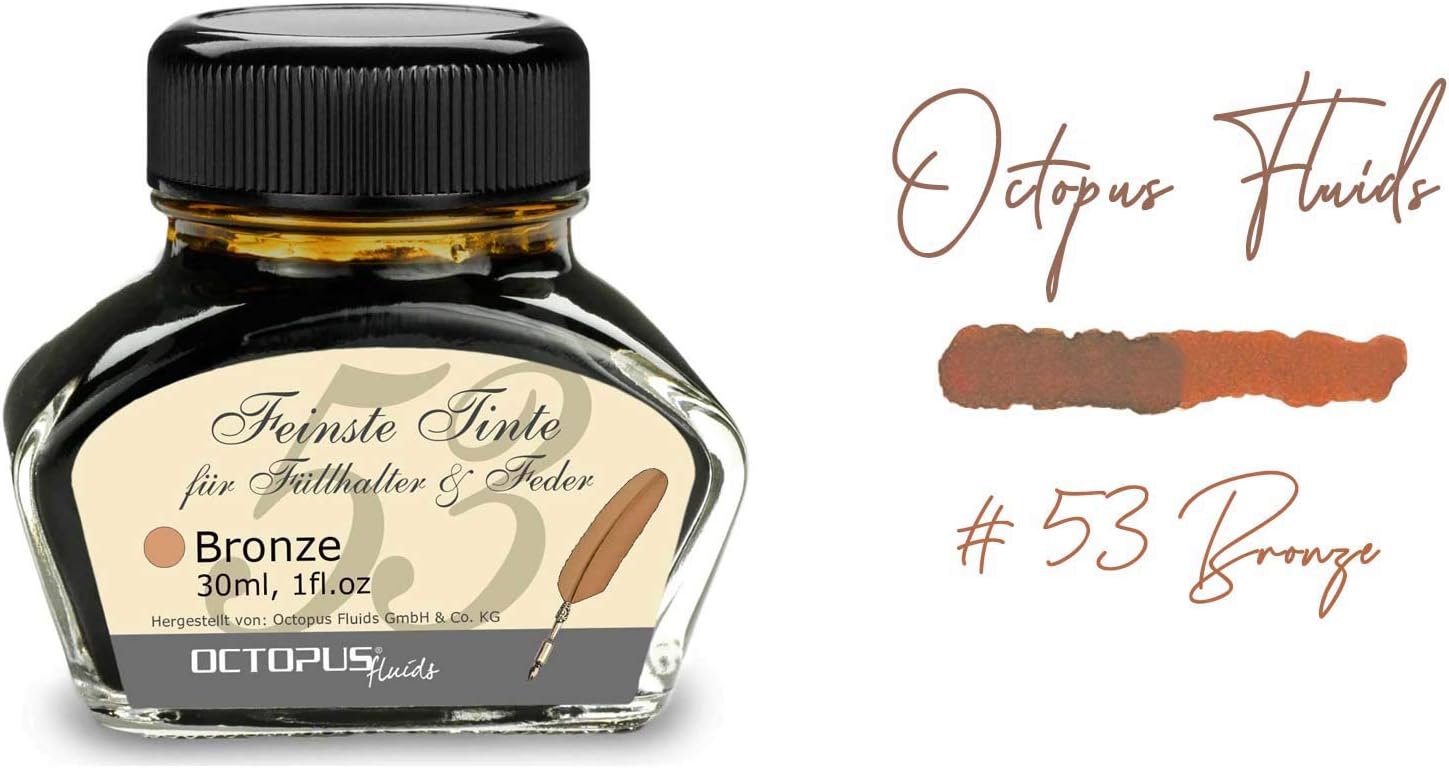 Octopus Fluids Fountain pen ink in ink glass,Writing ink for fountain pen Fountain pen ink in Bronze 30ml, inkpot, Calligraphy Ink - Image 3