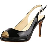 Lutalica W Women's Patent Leather Comfort Platform High Heel Slingback Sandals Sexy Peep Toe Stiletto High Heel Pumps