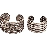 Handmade Silver 2Pcs Ear Cuffs Non-Piercing Earrings, 925 Sterling Silver, Fake Cartilage Helix Non-Pierced Ear Clip on for Women, Trendy Tiny 2xWide Band Geometric Ear Wrap, By Miya Jewelry Creations