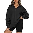 Trendy Queen Womens Oversized Sweatshirts Fall Fashion Hoodies Half Zip Pullover Long Sleeve Shirts Clothes Outfits