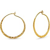 Boma Jewelry Sterling Silver Organic Hammered Textured Hoop Earrings with 14K Gold Plating, 1 Inch