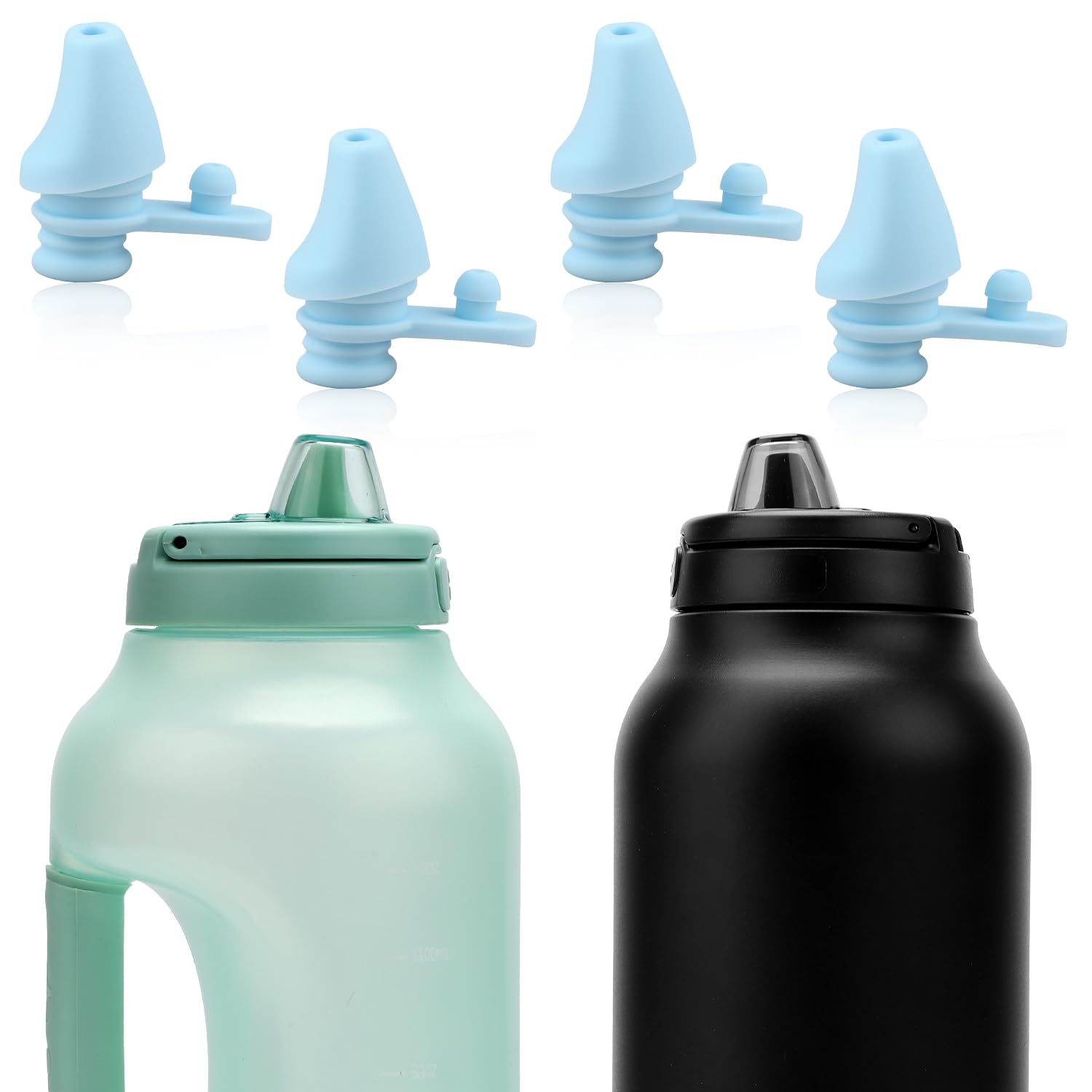 Photo 1 of 4pcs Bite Valve Replacement for Ello Hydra 64oz Stainless Steel Jug, Water Bottle Mouthpiece Replacement Silicone No BPA Compatible with Ello Hydra 64oz Half Gallon Water Jug (Blue)